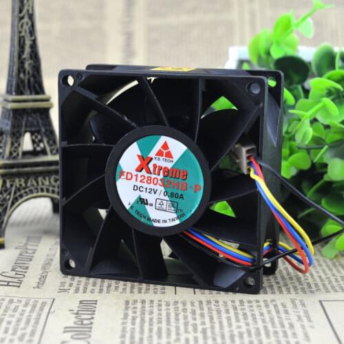 Genuine 12V 0.80A FD128032HB-P 8032 8CM large wind 4 line 80X80X32MM