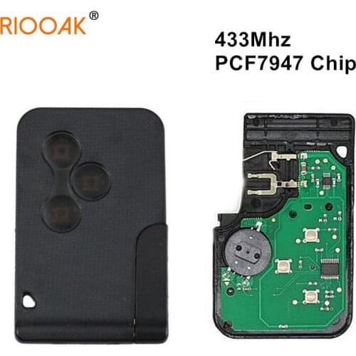 3 Buttons 433Mhz Smart Remote Key Keyless Fob with PCF7947 Chip For Renault Megane Renault 2003-2008