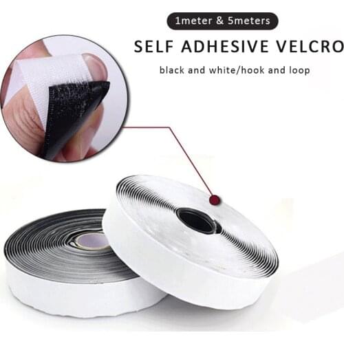 1m/5m Self Adhesive Velcro Black Hook And Loop Fastener Tape Screen Window Curtain Buckle Nylon Strong Adhesive Burr Sticker