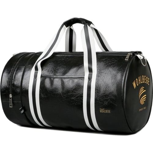 PU Leather Sports Gym Bag Men Women Outdoor Training Bag Waterproof Travel Bags with Shoes Storage Pocket Dropshipping