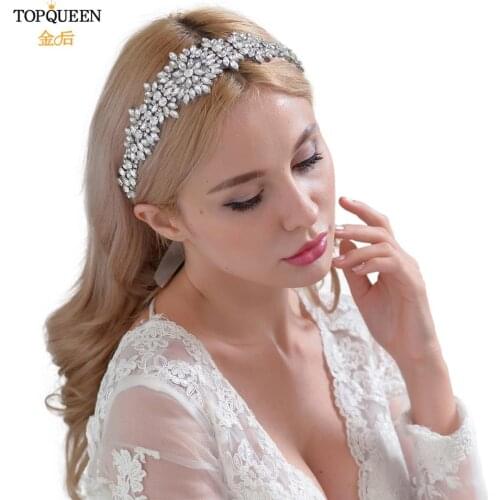 TOPQUEEN H319 Bridal Headband Rhinestone Expensive Luxury Bridal Hearwear Silver Bridal Headband Rhinestone Bridal Headband