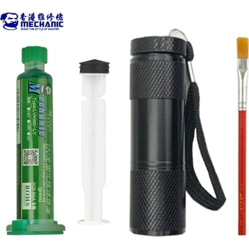 UV Solder Mask Ink BGA PCB Motherboard Paint 5 Colors Oil UV Welding Fluxes Prevent Corrosive Arcing Nylon Brush LED Light
