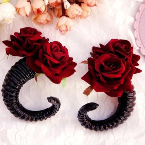 Horn Rose Flower Hair Clip Headpieces Cosplay Photograph Props Hair Jewelry Accessories