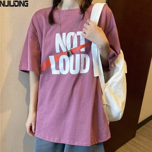 Summer Half Sleeve Printed NOT LOUD T-shirts For Women Short Sleeve O-Neck Pullver Tops Female Harajuku Style Loose T Shirts New