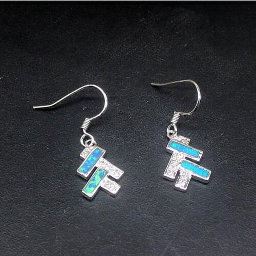Hermosa Gemstone Natural Blue Fire Opal Genuine 925 Silver Dangle Drop Hook Earrings Jewelry Gifts for Women Girls 20214227