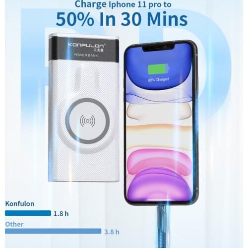 18PD Wireless Power Bank For Iphone12 X Max Pro /High Quality QC3.0 Type C Bank Power Wireless Battery Bank 20000Mah For Xiaomi