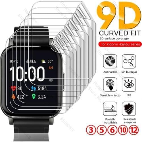 3-12PCS 9D Curved Soft Hydrogel Protective Film for Xiaomi Haylou LS02 Solar LS05 Smart Watch Screen Protector Film Not Glass