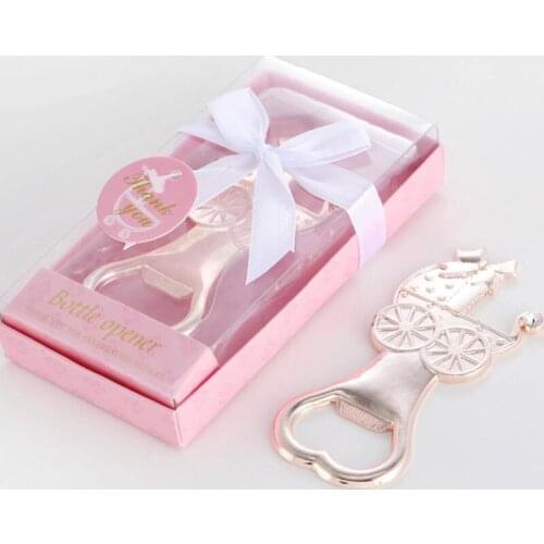 30 PCS/Lot Baby Shower Gifts Boy Girl Birthday Party Giveaways Baptism Souvenirs Gold Metal Baby Carriage Bottle Opener