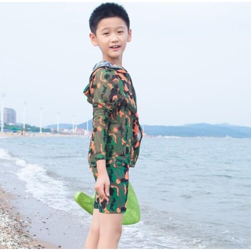 50% OFF ONLY FOR 5 Childrens swimwear boys long-sleeved jacket swim trunks suit in the big boy parent-child hot spring swimming