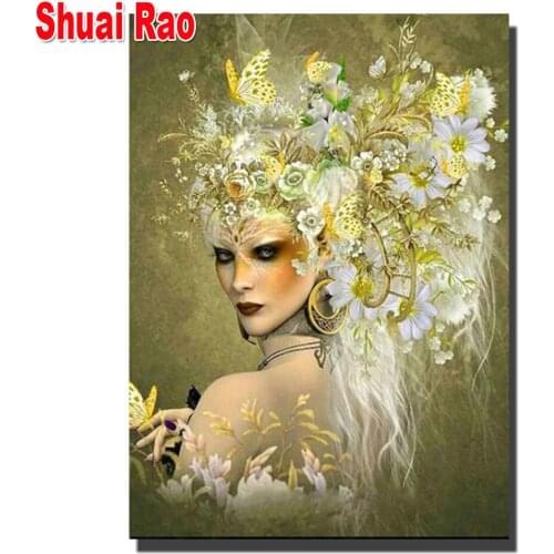 Full Square/Round 5d Diamond Painting fantasy Woman Mosaic Flower DIY Diamond Embroidery Portrait Home Decor Craft Kit