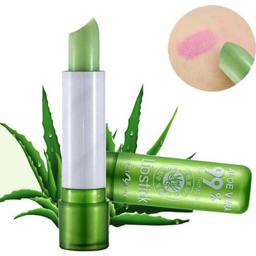 Aloe vera Lip Blam Lipstick Color Change Lip Balm Natural Lip Tint Blam Nutritious Lips Moisturizer Lipstick Protect Winter X9H2