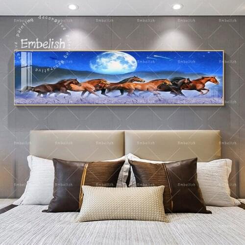 Running Horses Under The Moon Landscape Wall Art Pictures For Living Room Animals Posters Home Decor HD Print Canvas Paintings