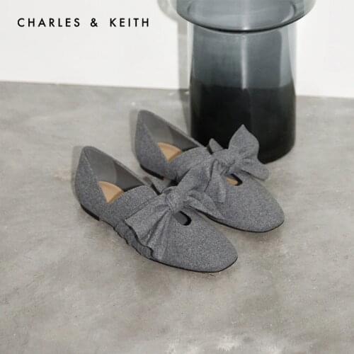 CHARLES&KEITH New Arrival for Winter 2020 CK1-70900072Womens shoes Pointed flat shoes with butterfly-knot decoration