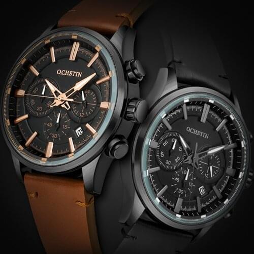 OCHSTIN Mens Watch Leather 2021 Top Brand Luxury Nylon Man Clocks Quartz Casual Sport Watches For Men Chronograph Wristwatch