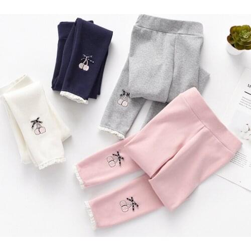 Childrens clothing girls' leggings 2021 spring childrens leggings embroidery lace bowknot childrens pants