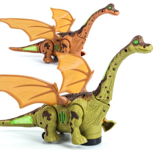 New Boy Electric Walking Animal Model Long Necked Dragon Dinosaur Childrens Toy Music Light Dance Mechanical Dinosaur Toy