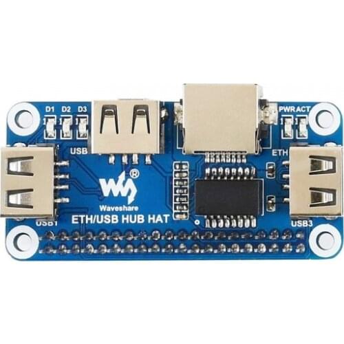 Ethernet / USB HUB HAT for Raspberry Pi 4 / 3 / Zero, Onboard 1x RJ45, 3x USB Ports