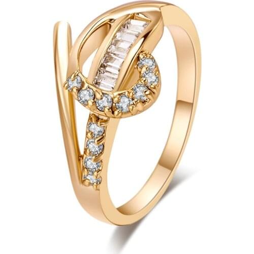 Micro Pave Zircon Gold-Color Rings Ornaments Stylish Wedding Engagement Ring For Woman Girls For different occasion DropShipping
