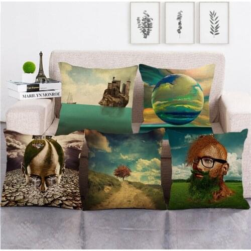 Creative Environmental Protection Series Cushion Cover Advertising Illustration Linen Pillowcase Protect The Earth Theme