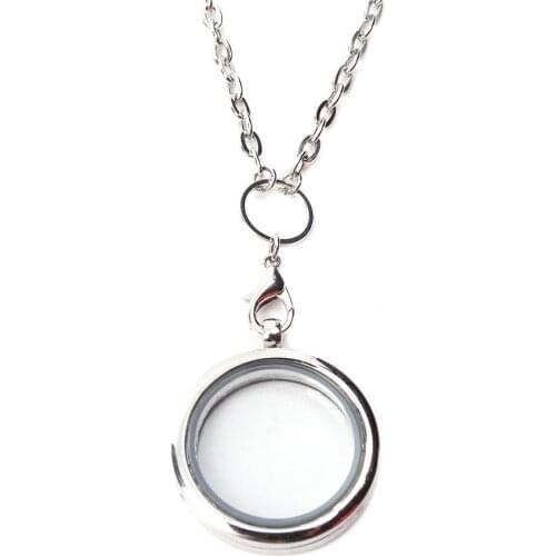 10PCS Living Memory Locket Photo Locket Floating Lockets Pendant Round Glass Locket Pendant and Necklaces 27.5"
