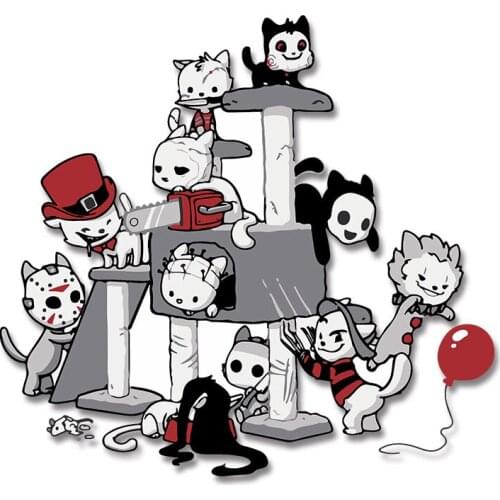 Cat sticker print with cartoon animals playing Printed Ironing For Clothing Character Patch for Clothing Heat Transfer patches