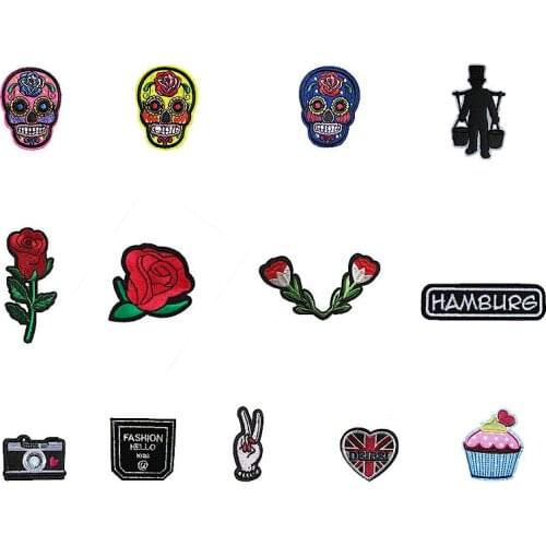 New arrive hot sell 16 types style fashion style on select patches patterned select hot melt adhesive applique embroidery