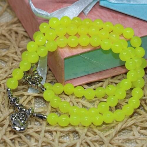 Newly design factory outlet multilayer bracelets for women natural lemon jades stone chalcedony 6mm round beads jewelry B2216