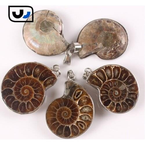 New Exotic Natural Ammonite Conch Shell Pendant Bead Exquisite Fashion Handmade Brown Snail Pendant For Necklace Men Women 1Pcs