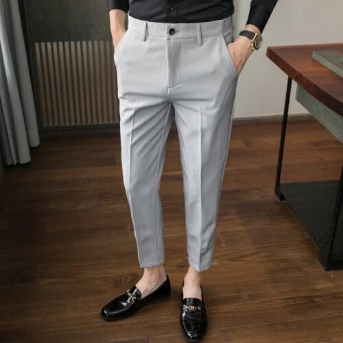 2021 New style Mens spring slim fit Business suit trousers/Male pure color stretch Pencil pants Man Dress Pants