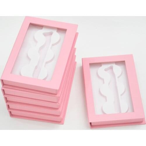 Wholesale 3pairs of False Eyelashes Box Package Lash Book Packaging 25mm Mink Eyelashes Pink Storage Boxes Case Makeup Vendors