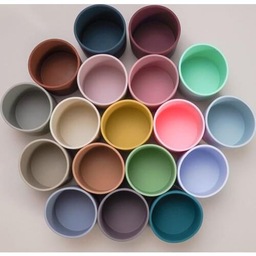 Food Grade Infant Baby Snack Cup Baby Drinking Training Water Cup Travel Silicone Coloured Portable Outdoor Handcup