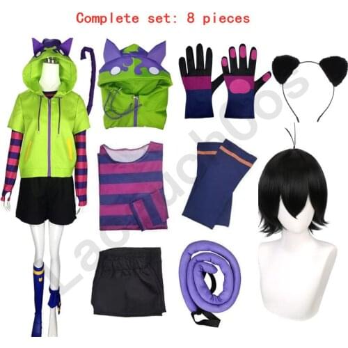SK8 the Infinity Mlya Chinen Cosplay Full Set Hooded Zipper Jacket Free Cat Ear Hairpin Wig Tail Gloves Halloween Costume