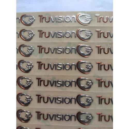 Custom gold / silver electroplate nickel logo sticker Embossed Brand Name Metal Logo Stickers