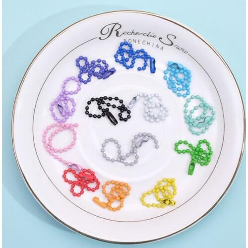 10Pcs Colorful Metal Round Ball Bead Chains Craft Garment/Dolls/Label Hang Tags Buckles Chain Key Ring Connector DIY Jewelry