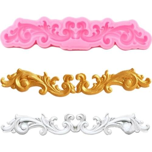 Baroque Relief Silicone Mold Leaf Lace Cake Border Fondant Molds DIY Cake Decorating Tools Candy Clay Chocolate Gumpaste Moulds