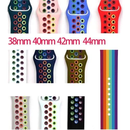 Silicone Watchband for Apple Watch 38mm 42mm 44mm 40mm multicolor Women Men Bracelet Band Strap for iWatch 3 4 5 6 SE
