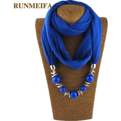 RUNMEIFA 2019 Solid Jewelry Statement Necklace Pendant Scarf Head Scarves Women Foulard Femme Accessories Muslim Hijab Stores