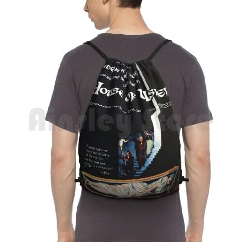 House Of Usher Movie Poster Backpack Drawstring Bag Riding Climbing Gym Bag House Of Usher Edgar Allan Poe Vincent Price