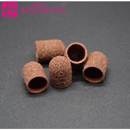 MAOHANG 10*15mm 50PCS nail sanding bands cap+1pcs nail art rubber grips handle drill accessories for nail drill manicure machine