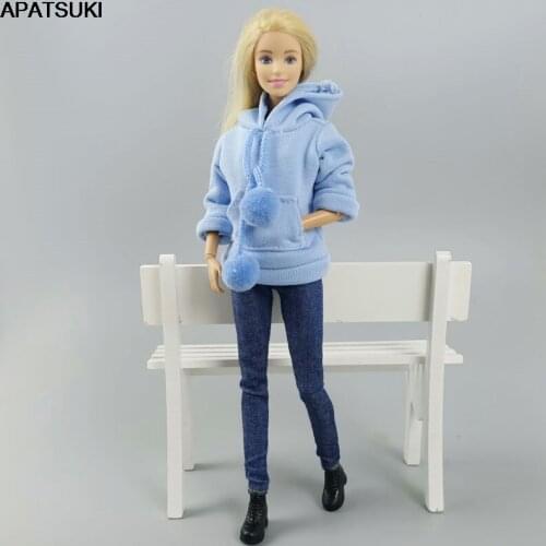 Blue Hoodies For Barbie Doll Clothes Sweatshirt Daily Wear Outfits For Blythe 1/6 BJD Dolls Accessories Kids & Baby DIY Toys