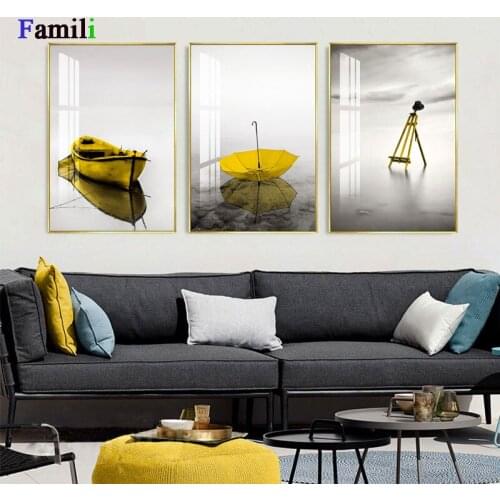 Scandinavian Landscape Canvas Poster Nordic Style Lake Boat Nature Wall Art Print Painting Decoration Pictures Home Decor