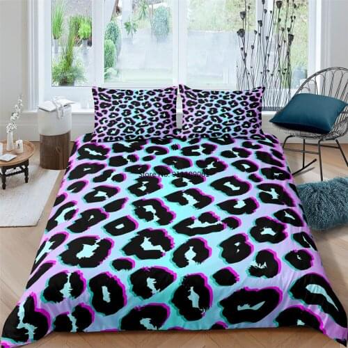 Modern Fashion Leopard Pattern 3D Bedding Sets Duvet Cover Bedclothes Twin Queen King Size Bed Room for Adult Kids Bed Cover Set