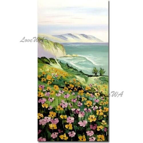 Modern Living Room Decoraitve Palette Knife Outdoor Scenery Flowers Oil Painting Wall Hangings Canvas Wall Art No Frame Painting