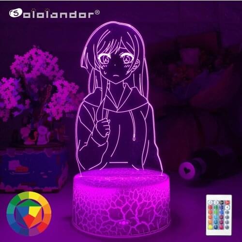 Led Night Light Lamp Anime Kanojo Okarishimasu Chizuru Ichinose for Bedroom Decorative Nightlight Birthday Gift 3d Table Light