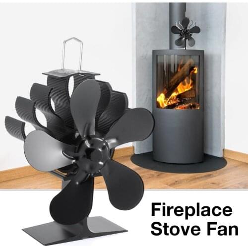 Black Stove Fan Fireplace Fan Heat Powered Komin Wood Burner 5 Blades Eco Fan Friendly Quiet Home Efficient Heat Distribution