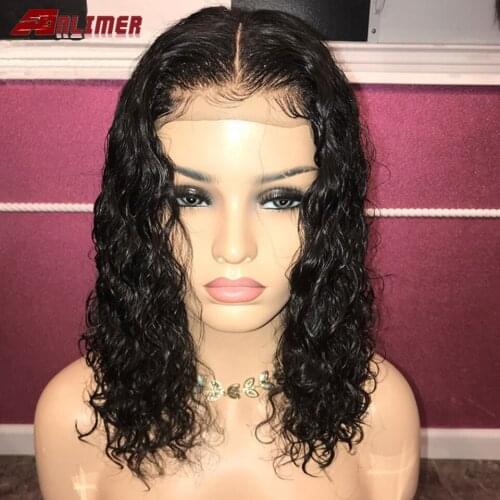Water Wave Short Bob Lace Front Human Hair Wigs 150% Pre-plucked Natural Hairline With Baby Hair Remy Brazilian Wigs