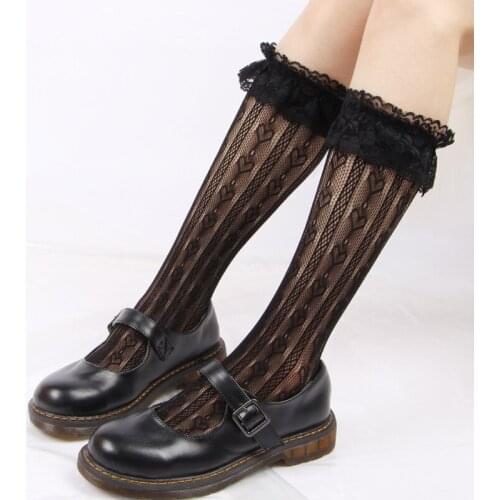 Japanese sweet lolita lace hollow love Lolita girl students in tube socks piles of socks JK