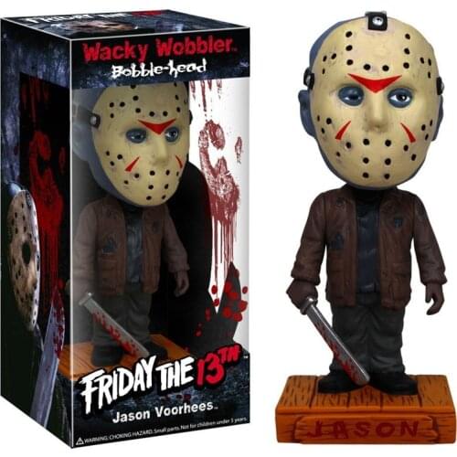 [Funny] 18cm Original box Friday the 13th Jason Wacky Wobbler Bobble Head PVC Action Figure Collection Toy Doll model kids gift