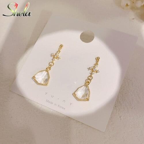 Cross Zircon Earrings White Charm Korean Fashion Jewery For Women Wholesale S925 Pins