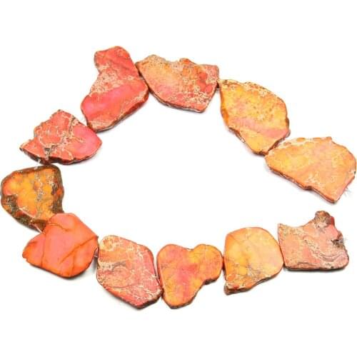 10Pcs Impression Jaspers Irregular Slab Beads Orange Blue Ocean Sediment Emperor Stone Making Necklace Graduated Jewelry Gifts